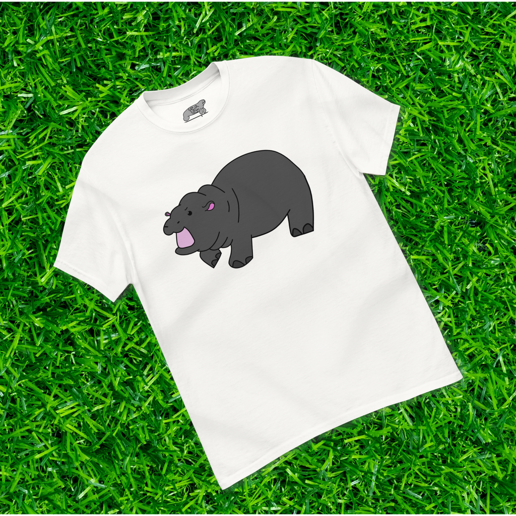 Hand-Drawn Pygmy Hippo T-Shirt | Silly Animal Graphic Tee | Cute Hippo Gift | 100% Cotton