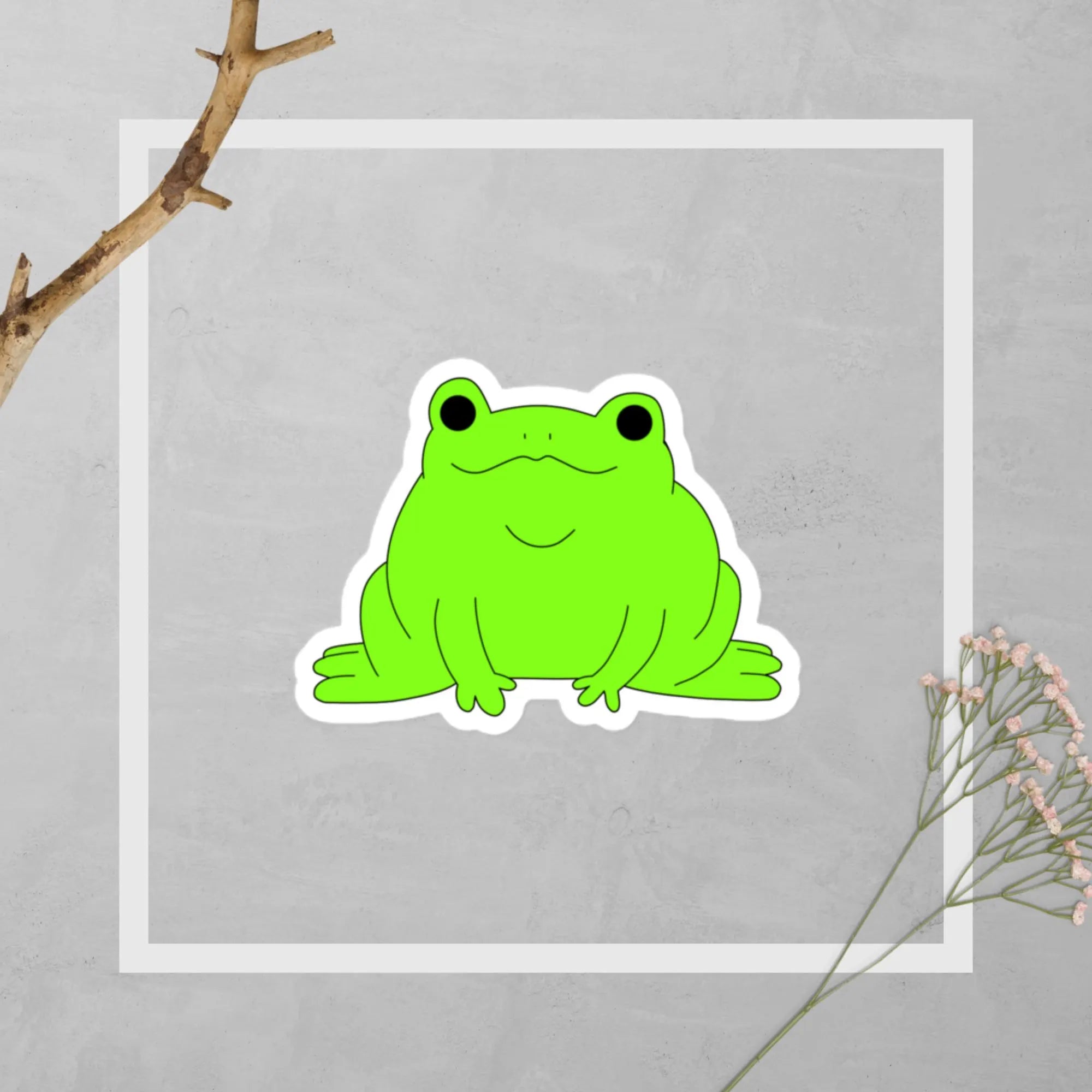 Hand Drawn Frog Sticker, Vinyl Laptop & Water Bottle Decal