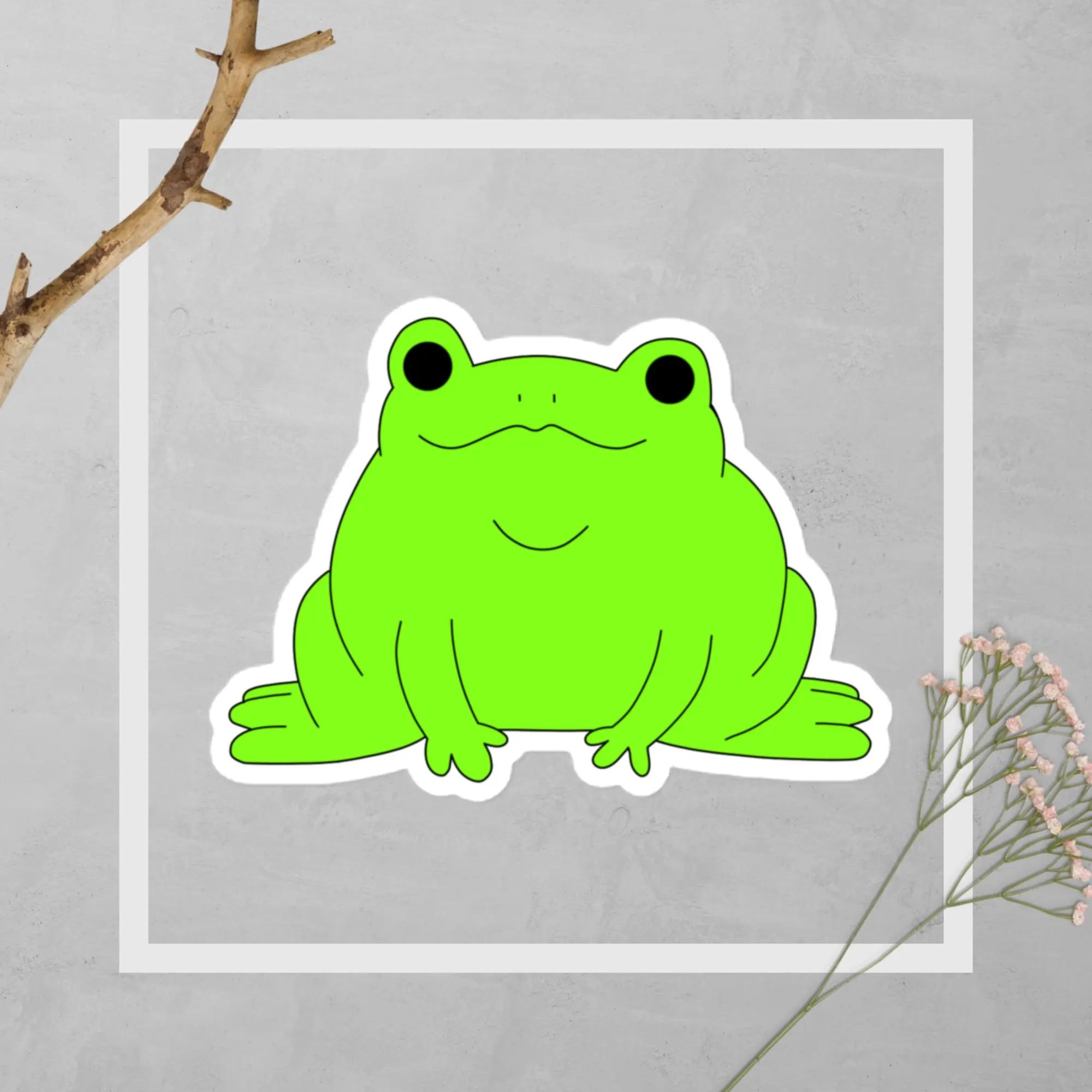 Hand Drawn Frog Sticker, Vinyl Laptop & Water Bottle Decal