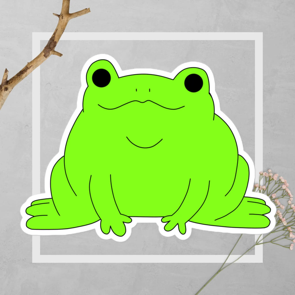 Hand Drawn Frog Sticker, Vinyl Laptop & Water Bottle Decal
