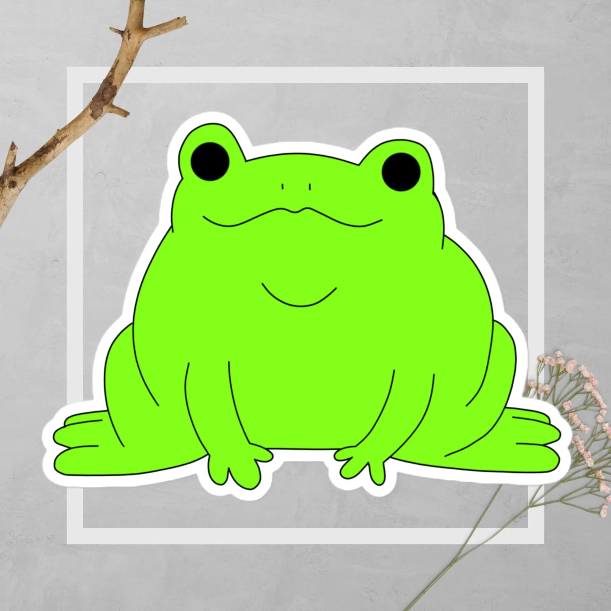 Hand Drawn Frog Sticker, Vinyl Laptop & Water Bottle Decal