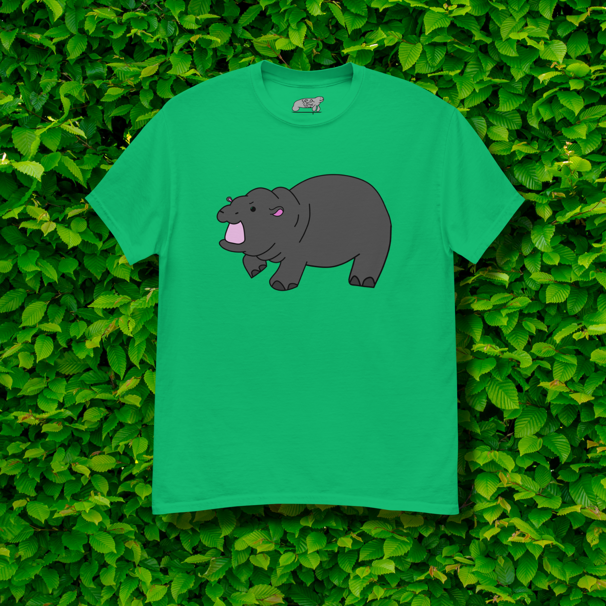 Hand-Drawn Pygmy Hippo T-Shirt | Silly Animal Graphic Tee | Cute Hippo Gift | 100% Cotton