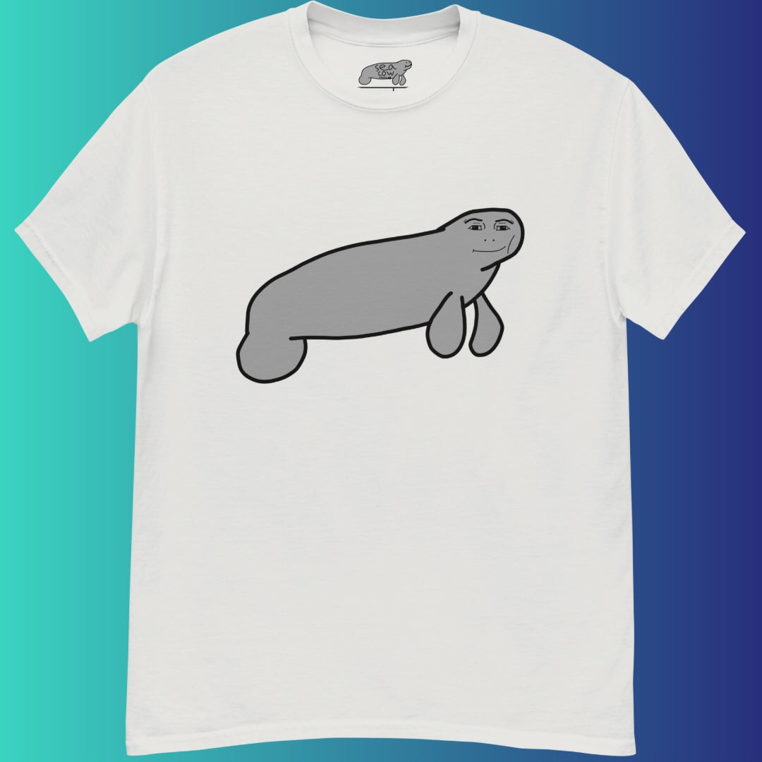 Silly Manatee Meme T-Shirt | Hand-Drawn Funny Animal Graphic Tee | Humor Gift | 100% Cotton